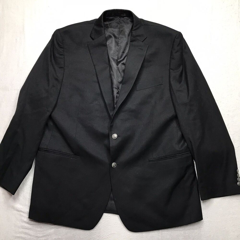 MICHAEL Michael Kors Blazer Men 46R Black Single Vent Structured Wool Blend